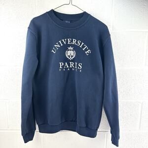 Universite Paris Crewneck Sweatshirt Size L, Navy Blue, 21x27